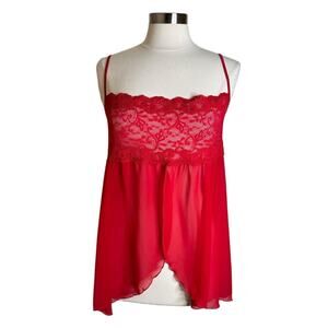 Especially Yours Y2K Red Lace Detail Babydoll Chemise Slip Dress Womens Size 1X
